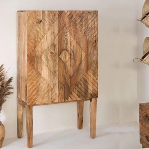 Armoire haute Vandana Hexa Flux en bois de manguier (bois massif) - Product Image 1