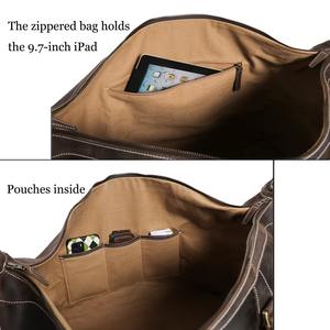 กระเป๋าเดินทางหนังแท้ปักโลโก้ได้ สายสะพายปรับได้ ซิปกันน้ำ ความจุขนาดใหญ่ สำหรับเดินทางท่องเที่ยวช่วงสุดสัปดาห์หรือค้างคืน เหมาะสำหรับทุกเพศ - Product Image 2