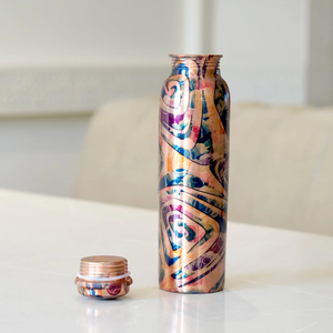 100% Pure Copper Designer Water <b>Bottle</b> Handmade Premium Drinking <b>Flask</b> Leak Proof Copper Storage <b>Bottle</b> for Gift and Daily Use - Product Image 1