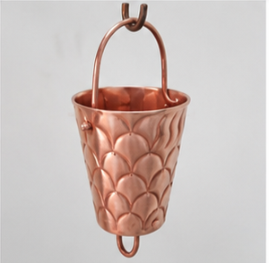 โซ่ฝนทองแดงแบบแขวน ถังเก็บน้ำตกแต่งสวนกลางแจ้ง สไตล์เรียบง่าย - Product Image 2