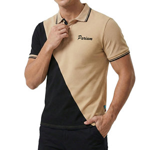 Chemises polo en piqué de haute qualité pour hommes, logo personnalisé, panneau contrasté, vente en gros, respirantes, manches courtes, coupe ajustée, chemises polo de golf - Product Image 5