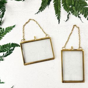 Custom Antique Brass Glass Hanging <b>Picture</b> <b>Frame</b> Luxury Home Decor Metal Photo <b>Frame</b> Transparent Botanical Specimen Display - Product Image 1
