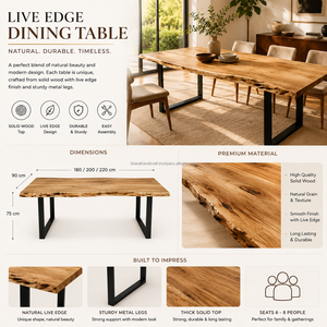 Table à manger en bois massif de haute qualité, écologique, durable, design moderne pour appartement, restaurant, vente en gros - Product Image 4