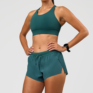 Teal Elastic Waist <b>Women's</b> Running <b>Shorts</b> Solid Color Breathable Mesh Quick Dry Spandex/Nylon Workout Gym Wear <b>Short</b> Length - Product Image 6