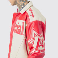 Chaqueta de Carreras NASCAR Impermeable de Cuero Genuino Vintage Hecha a Medida para Hombre, Bordada con Chenille