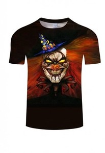 Camiseta Premium de Halloween de Algodón Grueso Lavado con Estampado Gráfico Desgastado, Corte Regular, Estilo Urbano Casual, Unisex, Manga Corta - Product Image 4