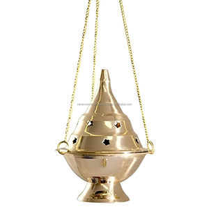 4" Handcrafted Eco-Friendly Brass Buddhist Style Incense Burner Exquisite Engraved Design for Home Meditation Gifts Durable - Product Image 1