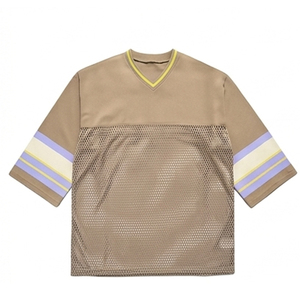 เสื้อฟุตบอลคอกลมแขนสามส่วน ผ้าตาข่าย ระบายอากาศได้ดี โพลีเอสเตอร์ ทรงหลวม ลายทาง สำหรับผู้ใหญ่ทุกเพศ ทุกฤดู - Product Image 1