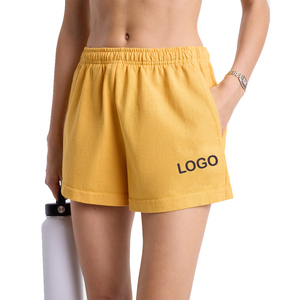 Custom Women's California Emblem Disco Shorts Heavyweight Garment Dyed Cotton Fleece Elastic Waistband 450 GSM Athletic Lounge - Product Image 1