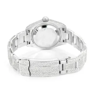 Reloj Mecánico de Lujo de Alta Calidad con Correa de Oro Blanco y Moissanita para Hombre y Mujer, Esfera Inteligente con Fecha, Edición Limitada - Product Image 4