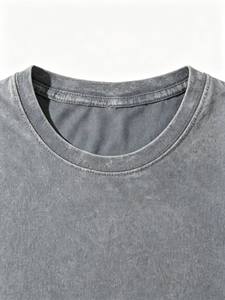 เสื้อยืดคอกลมแขนสั้นผู้ชาย สีเทา ผ้าฝ้าย ทรงปกติ สีพื้น ดีไซน์เรียบง่าย สไตล์ลำลอง - Product Image 3
