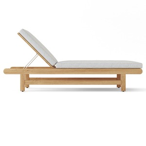 Tumbona Moderna de Teca para Exteriores con Cojín de Poliéster y Respaldo Ajustable para Patio - Product Image 2