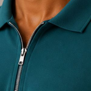 Polo de Hombre Verde Turquesa con Cierre, Diseño de Logotipo Personalizado, Manga Corta, Mezcla de Algodón Premium, Polo de Golf Casual de Lujo, OEM, Moda - Product Image 4