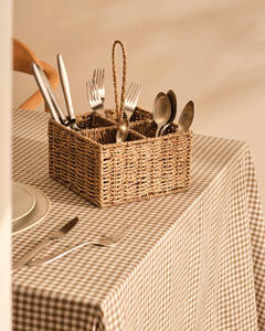 Seagrass Storage <b>Basket</b> With Divider Wicker Organizer Bin For Kitchen Utensil Cutlery Holder Home Storage Solution - Product Image 3