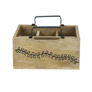Indian-Made Eco-Friendly Modern Wooden Square Bucket for Tableware Cutlery & Tissue Storage Restaurants Hotels Decorative <b>Caddy</b> - Product Image 5