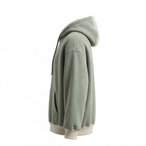 Sudadera con Capucha para Hombre, Ecológica, 100% Algodón, Verde Sólido, 300g, Corte Regular, Bolsillo Canguro, Mangas Largas - Product Image 3