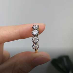 Five Stone Round Cut Moissanite Halo Ring original 925 Silver <b>Black</b> Rhodium for Women's Anniversary Gift For Partners - Product Image 3