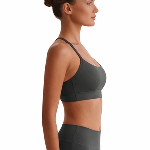 Soutien-gorge de sport pour femme à col halter, respirant, séchage rapide, maintien élevé, logo frontal, en tissu Spandex/Nylon, pour le fitness et les activités sportives - Product Image 4