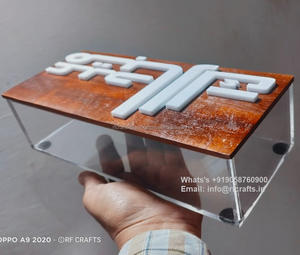 Contenedor de postre de chocolate de madera acrílico hecho a mano personalizado por RFCrafts Eid Mubarak, juego de tarros de almacenamiento de alimentos de caligrafía - Product Image 3