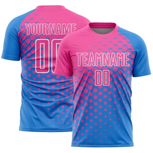 เสื้อฟุตบอลพิมพ์ลายผงสีฟ้า - Product Image 2