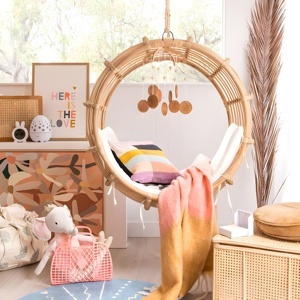 Columpios naturales para patio, sillas colgantes de ratán para bebé, tendencia caliente, columpio para niños, papasan con cojín - Product Image 6
