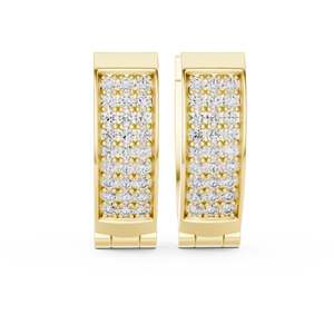 Pendientes de Aro Huggie de Oro Amarillo de 18K con Diamantes Cultivados en Laboratorio de Varias Hileras, 0.54ct, Diseño Moderno para Mujer - Product Image 5