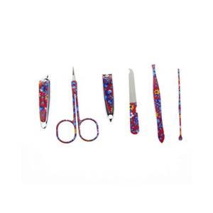 Classic 5 in 1 Nail <b>Kit</b> with Stainless Steel Tools Portable Case <b>Manicure</b> Set Red Floral Design - Product Image 2