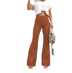 Women High Waist Zipper Long <b>Pants</b> Straight Wide Solid Color Corduroy High-Waisted Casual <b>Pants</b> Flared <b>Pants</b> Trousers <b>Pants</b> - Product Image 3