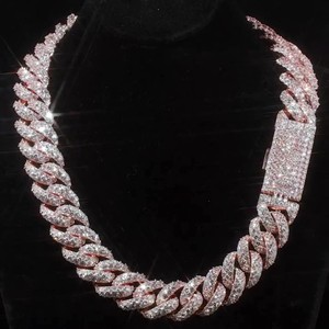 Cadena Cubana de Diamantes Cultivados en Laboratorio de 22mm, Plata 925, Oro Rosa, Estilo Miami, Collar para Hombre, VVS1, Pasa la Prueba del Diamante, Color D, Personalizado - Product Image 1