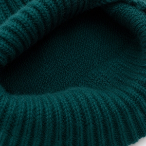 Bonnet unisexe en tricot côtelé doux, avec revers plié, style classique, couleur vert-bleu foncé, pour l'hiver, tissu de qualité supérieure - Product Image 5