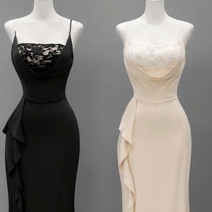 Robe de mariée vintage en dentelle, coupe trapèze, longueur ras du sol, 100 % coton, écologique, pour invitées - Disponible en gros - Product Image 3