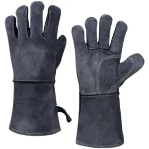 Guantes de soldadura de cuero de vaca reforzado, protección de manos, lucha contra incendios, barbacoa, industrial, resistente, Guante de soldador de larga duración