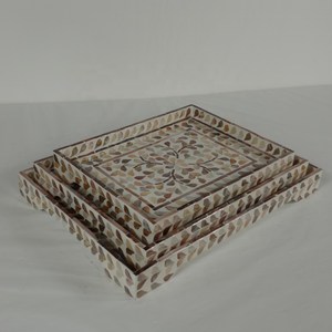 Ramadan Eid Nacre florale rectangulaire plateaux de service luxe style à couper le souffle du Vietnam - Product Image 1