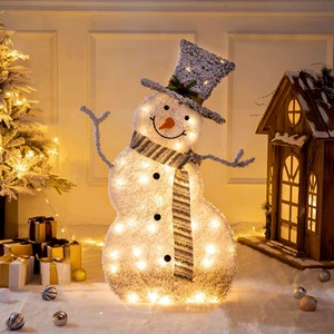 Luce di decorazione natalizia a LED pupazzo di neve 1 pz luce da giardino pieghevole per interni/esterni con mani rimovibili sciarpa a batteria - Product Image 3