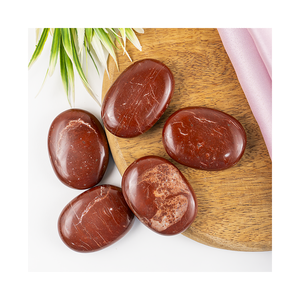 Pierre de palmier ovale polie et lisse en jaspe rouge naturel de 2,5 po, 1 kg – Cristaux de guérison très demandés favorisant l'équilibre et la connexion à la Terre – Anshul Impex - Product Image 1