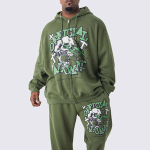 Ensemble de survêtement unisexe noir à capuche coupe-vent 2-en-1, sweat-shirt et pantalon de jogging en coton, style streetwear, taille élastique, automne - Product Image 5