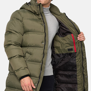Men's Hooded Puffer Jacket Long Windproof Casual Winter <b>Coat</b> with <b>Zipper</b> Closure and Side Pockets - Product Image 3