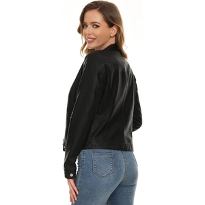 Chaqueta de Motocicleta para Mujer, de Moda, en Cuero Genuino de Oveja, con Cierre y Forro de Lana Cruda, Alta Calidad, Gran Venta - Product Image 5