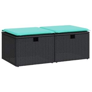 Ensemble de canapés de jardin en rotin PE noir résistant aux UV, bancs de patio - Product Image 2