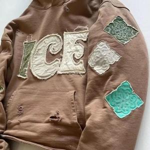 Pink Oversized Hoodie With Eye And <b>Wings</b> Print Unisex French Terry Sweatshirt Autumn Streetwear Style - Product Image 6