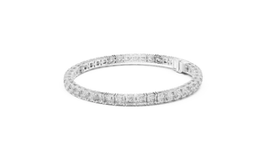 Bracelet tennis en or massif 18 carats avec diamant de laboratoire taille coussin 4,5 carats serti en collet, bijoux fins pour femme, fermoir à maillons - Product Image 5