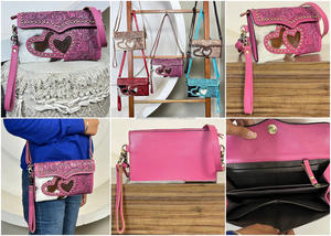 Pochette bandoulière en cuir de vachette artisanal de qualité supérieure, style bohème durable avec fermeture à bouton-pression, mini-sacs tendance pour usage quotidien - Product Image 3