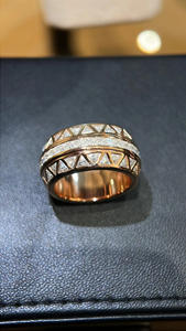 แหวนเงินแท้ 925 ชุบทองคำสีกุหลาบ ดีไซน์เรขาคณิตแบบฮิปฮอป ประดับเพชรทรงเหลี่ยมเจียระไน แหวนคู่รักสำหรับงานแต่งงาน - Product Image 5