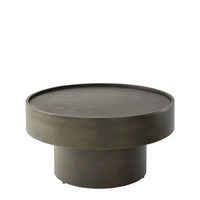 Table basse moderne très vendue, design martelé en aluminium, finition marron, plateau en marbre de forme ovale, écologique, personnalisable