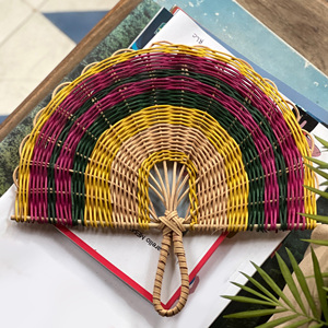 <b>Hand</b> <b>fan</b> crafted from rattan eco friendly braided handheld <b>fans</b> home decor wall hanging art - Product Image 2