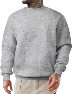 Sweat-shirt sportif à col rond pour homme, couleur unie, de haute qualité, en tissu French Terry, manches longues, coupe décontractée - Product Image 4