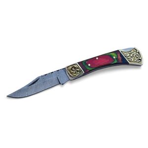 Couteaux pliants multifonctionnels avec lame à motifs, manche détaillé et étui de rangement en cuir pour le camping, la chasse et la randonnée - Product Image 1