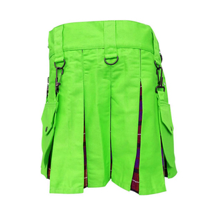 Bright Green Hybrid Women's <b>Kilt</b> Gothic Scottish Cotton Tartan Pleated Cargo Pocket Fashion <b>Mini</b> Skirt <b>Kilts</b> 2026 - Product Image 4