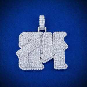 Fine Jewelry Personalized 925 Silver Hip Hop Letter Iced Custom Name Initial Moissanite Mosaic Charm Pendant Set - Product Image 2