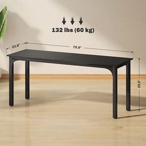 Scrivania Regolabile in Altezza 180 cm, Robusta con Piano Nero e Gambe in Metallo, per Ufficio Domestico, Computer e Laptop - Product Image 3